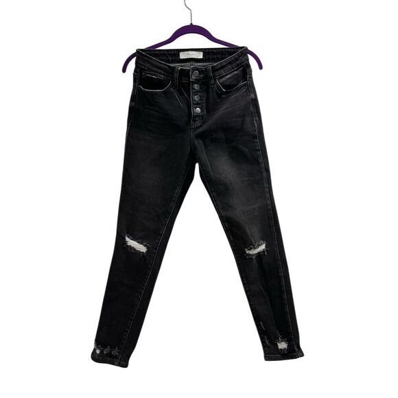 Kancan Denim - Kancan Women's Black Distressed Ankle Skinny Jeans Size 27 Mid Rise